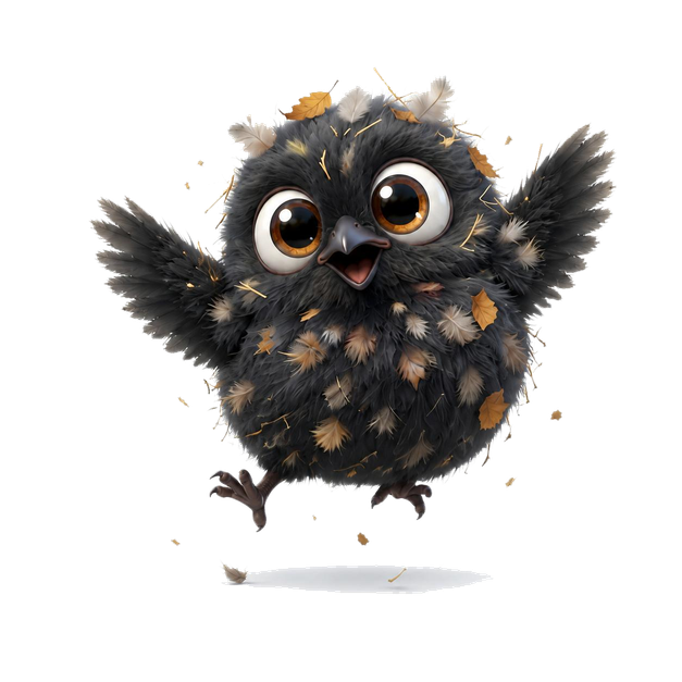 Playful fledgling chick companion